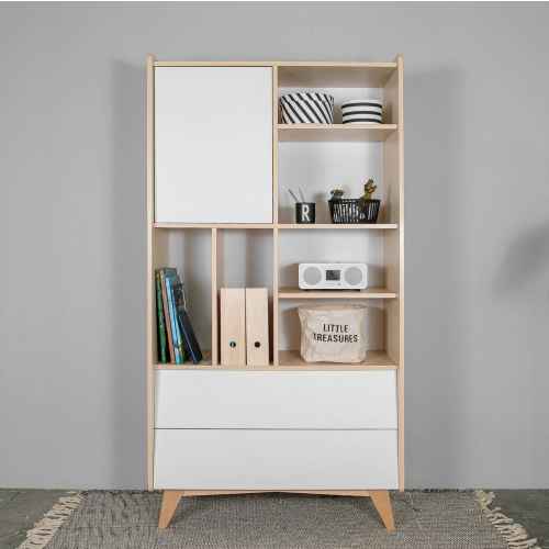 Alpaka Kaia Kids Bookcase with Storage, White & Oak Effect, 100x44.5x190cm