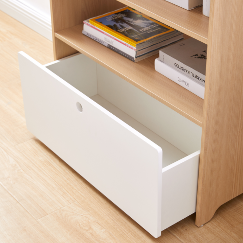 Alpaka Kaia Kids Bookcase with Pull-out Storage, White & Oak Effect, 80x37.5x168cm