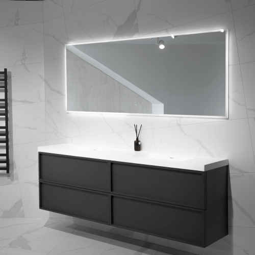 Aruvo ArledRectangle LED Acrylic Frame Bathroom Mirror with Demister 1800mm