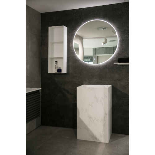 Aruvo Arled Round LED Acrylic Frame Bathroom Mirror with Demister 800mm