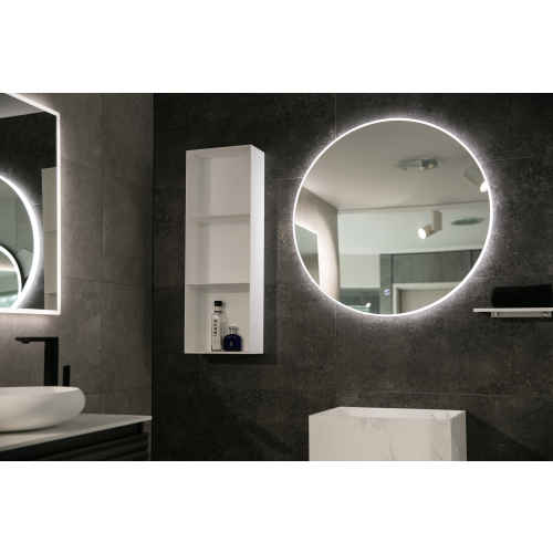 Aruvo Arled Round LED Acrylic Frame Bathroom Mirror with Demister 800mm