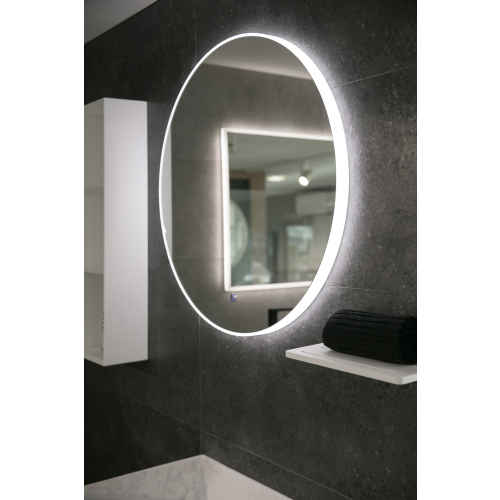 Aruvo Arled Round LED Acrylic Frame Bathroom Mirror with Demister 800mm