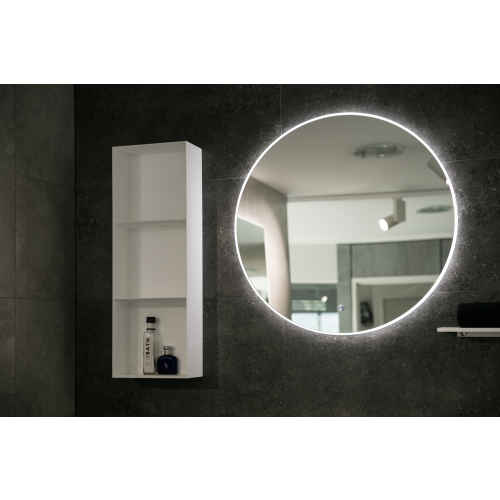 Aruvo Arled Round LED Acrylic Frame Bathroom Mirror with Demister 800mm