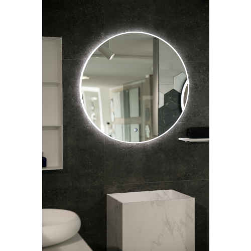 Aruvo Arled Round LED Acrylic Frame Bathroom Mirror with Demister 800mm