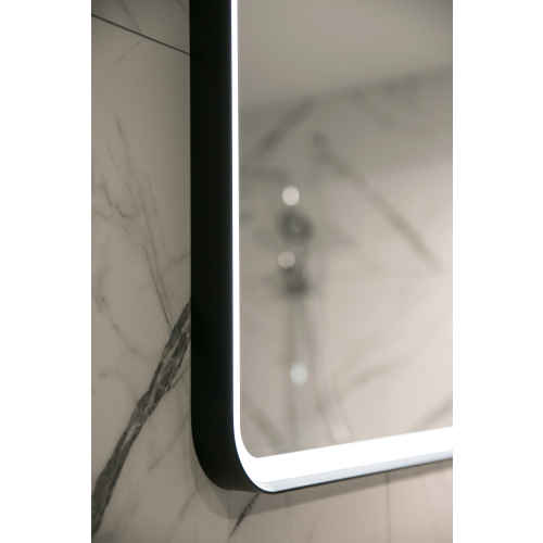 Aruvo Frled Rectangle Black Metal Frame LED Bathroom Mirror 900mm