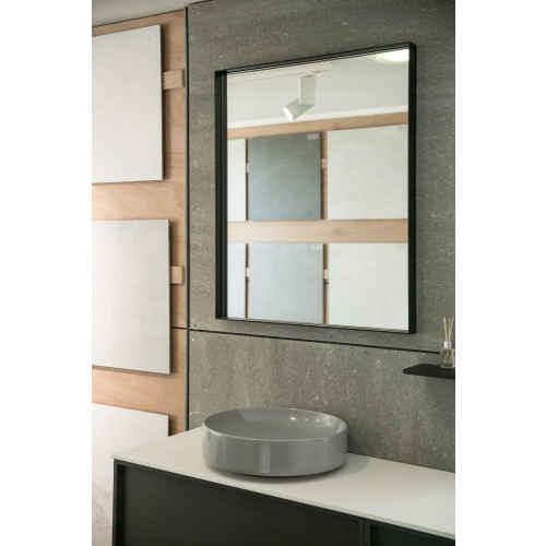 Aruvo Cstone Rectangle Composite Stone Bathroom Mirror Black 900mm