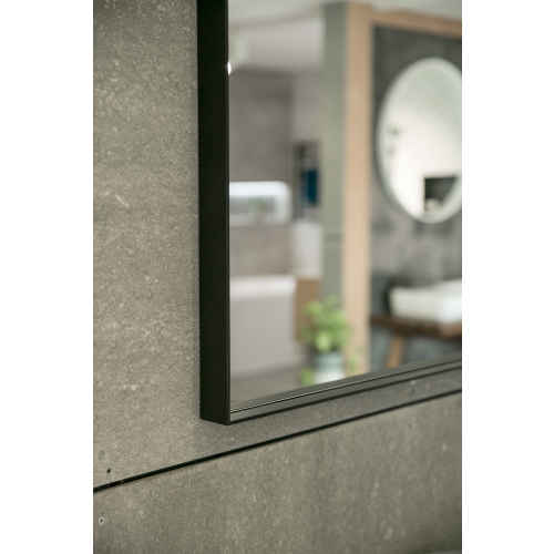 Aruvo Cstone Rectangle Composite Stone Bathroom Mirror Black 900mm