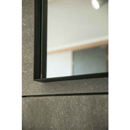 Aruvo Cstone Rectangle Composite Stone Bathroom Mirror Black 900mm