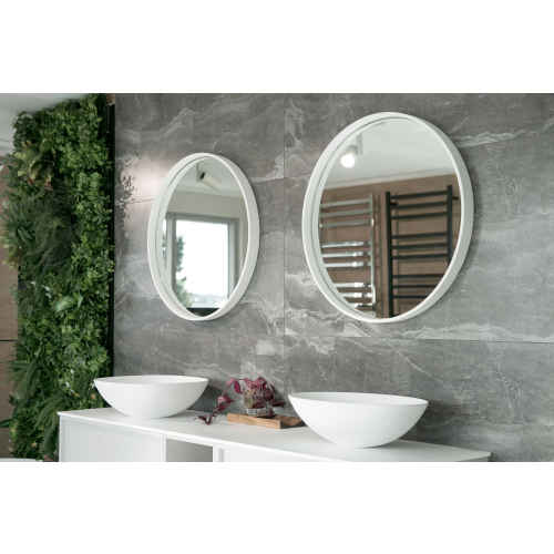 Aruvo Cstone Round Composite Stone Bathroom Mirror White 700mm