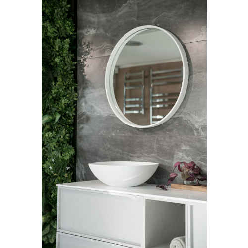 Aruvo Cstone Round Composite Stone Bathroom Mirror White 700mm