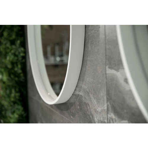 Aruvo Cstone Round Composite Stone Bathroom Mirror White 700mm