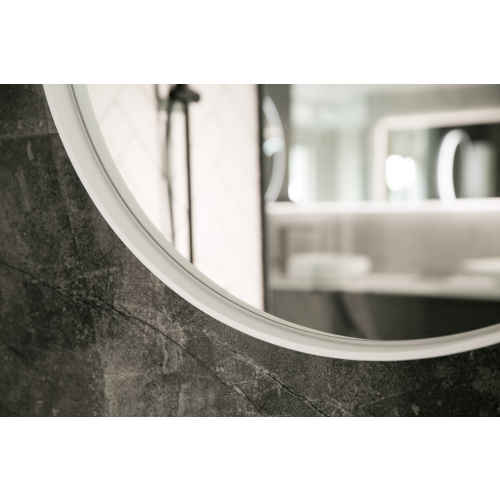 Aruvo Cstone Round Composite Stone Bathroom Mirror White 850mm