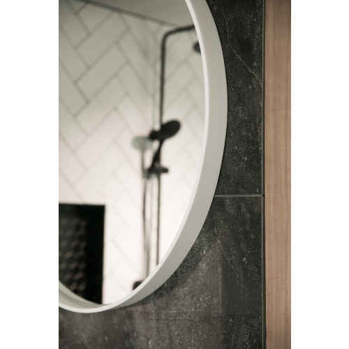 Aruvo Cstone Round Composite Stone Bathroom Mirror White 850mm