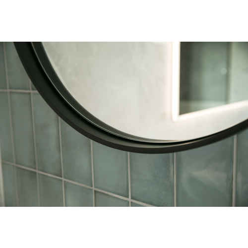 Aruvo Cstone Round Composite Stone Bathroom Mirror Black 700mm