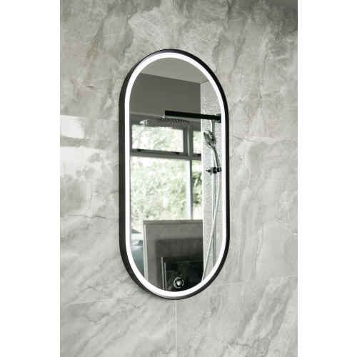 Aruvo Frled Oval Metal Framed LED Mirror, 900mm