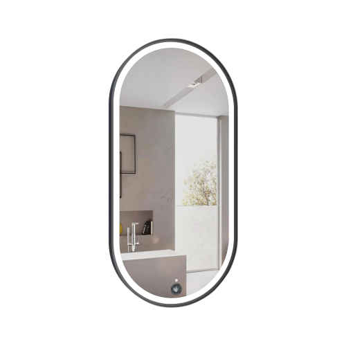 Aruvo Frled Oval Metal Framed LED Mirror, 900mm