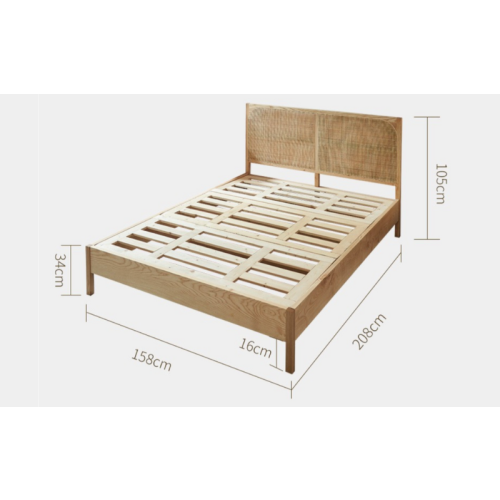 BohoBoho Costa Solid Wood & Rattan Bed Frame, Queen