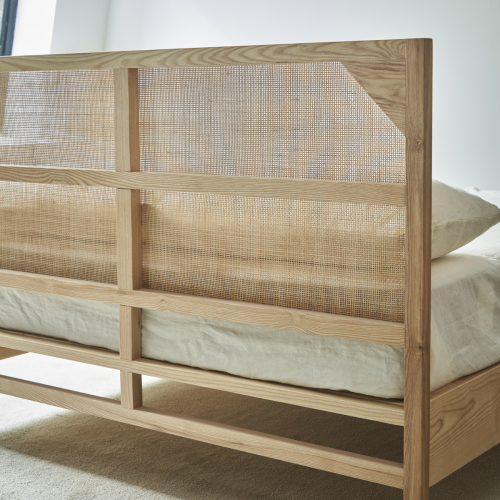 BohoBoho Costa Solid Wood & Rattan Super King Bed Frame