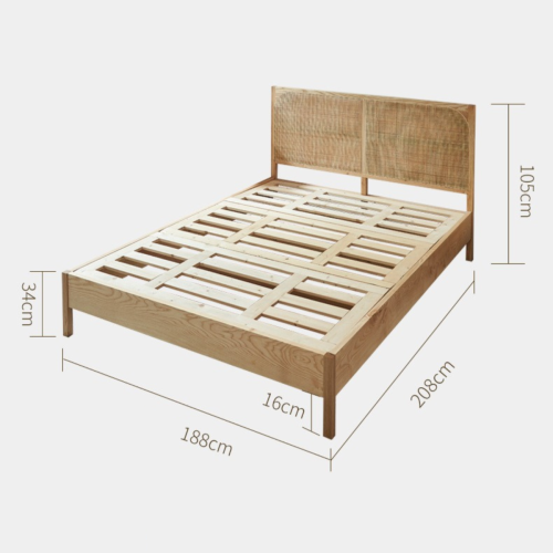 BohoBoho Costa Solid Wood & Rattan Bed Frame, Super King