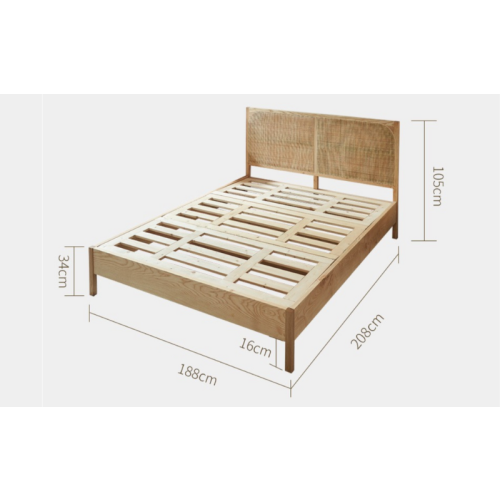 BohoBoho Costa Solid Wood & Rattan Super King Bed Frame