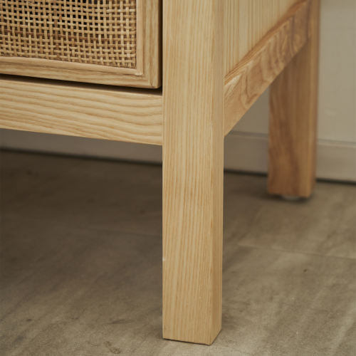 BohoBoho Costa Solid Wood & Rattan Bedside Table, Natural, 50x45x57cm