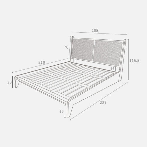 BohoBoho Noir Solid Wood & Rattan Super King Bed Frame