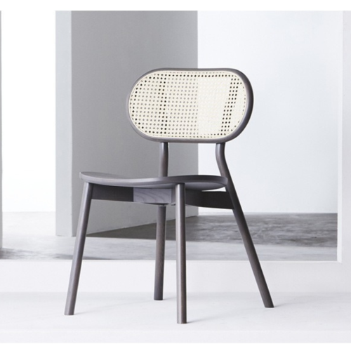 BohoBoho Costa Solid Wood & Rattan Dining Chair, Black, Set of 2