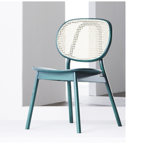 BohoBoho Costa Solid Wood & Rattan Dining Chair, Green, Set of 2