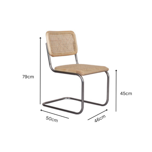 BohoBoho Gronadal Cantilever Chair, Natural, 46x50x79cm, Set of 2