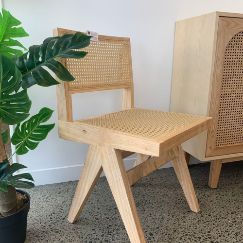 BohoBoho Rota Solid Wood & Rattan Dining Chair, Oak, Set of 2