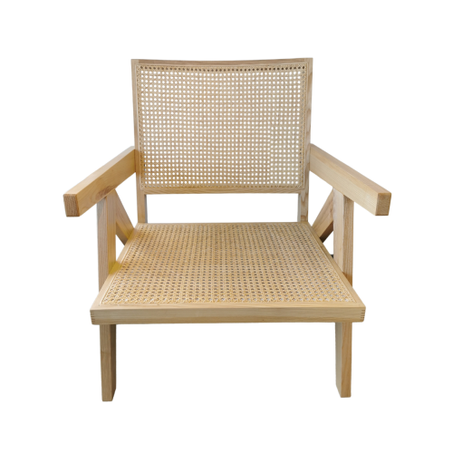 BohoBoho Rota Solid Wood & Rattan Lounge Chair, Oak, 66x59x76cm