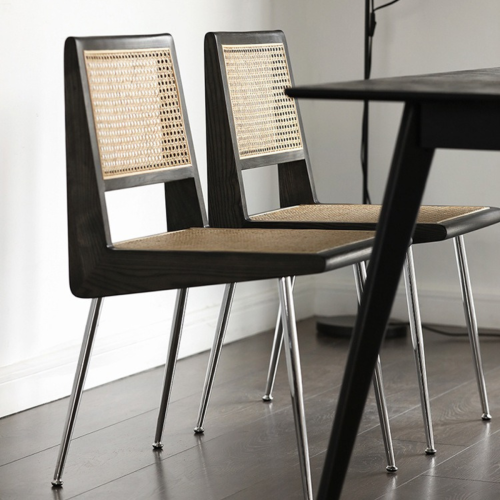 BohoBoho Monte Iron Wood Dining Chair, Black, Set of 2