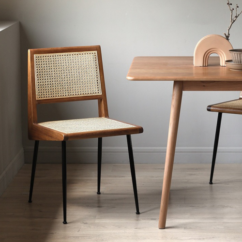 BohoBoho Monte Iron Wood Dining Chair, Walnut, Set of 2
