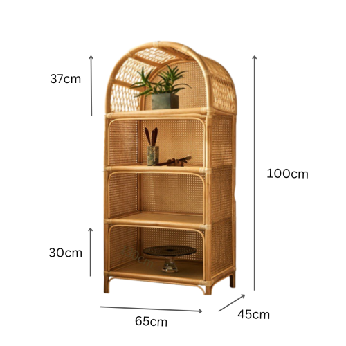 BohoBoho Ortu Rattan Shelving Unit, Natural, 65x45x100cm