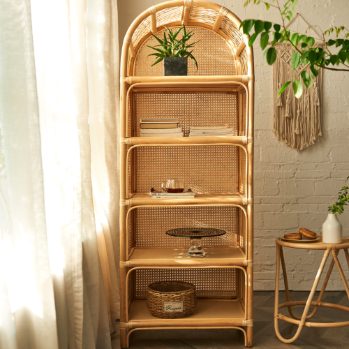 BohoBoho Ortu Rattan Shelving Unit, Natural, 65x45x170cm