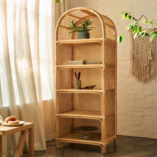 BohoBoho Ortu Rattan Shelving Unit, Natural, 65x45x170cm