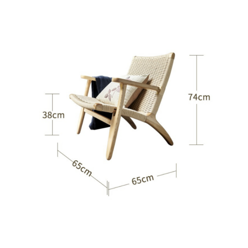 BohoBoho Verus Solid Wood & Rattan Lounge Chair, Natural, 65x65x74cm