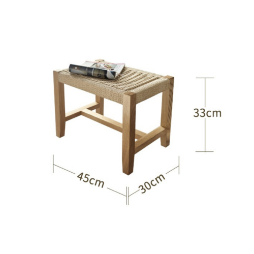BohoBoho Verus Solid Wood & Rattan Foot Stool, Natural
