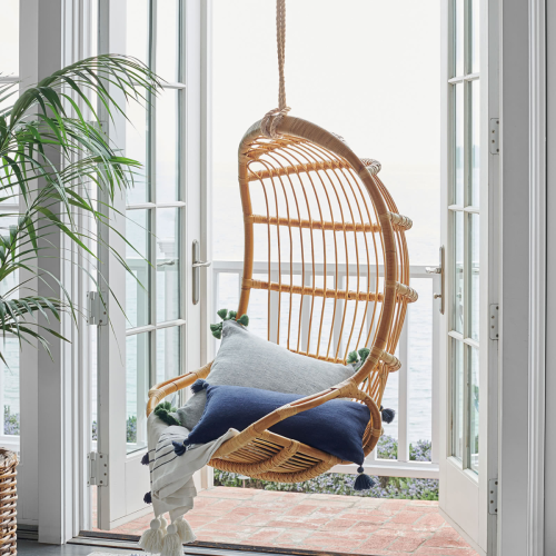 BohoBoho Ortu Rattan Hanging Chair without Stand, Natural, 75x75x110cm