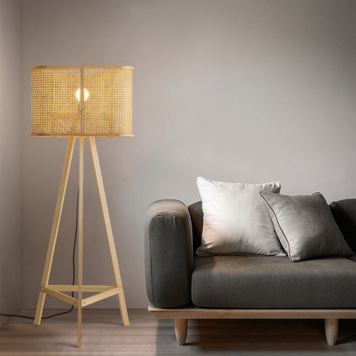 BohoBoho Tranquilo Solid Wood & Rattan Floor Lamp, Natural, 70x70x160cm