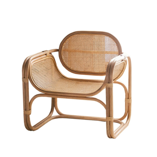 BohoBoho Sedo Solid Wood & Rattan Lounge Chair, Natural