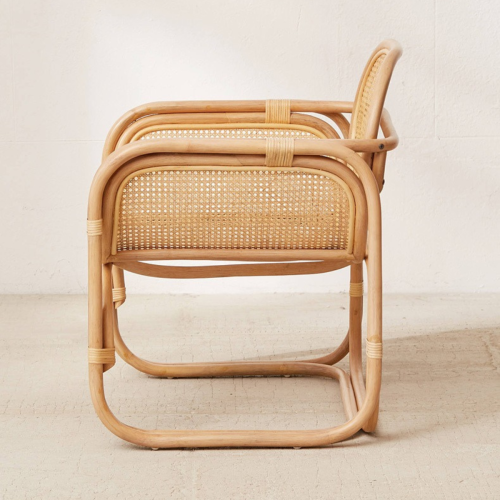 BohoBoho Sedo Solid Wood & Rattan Lounge Chair, Natural