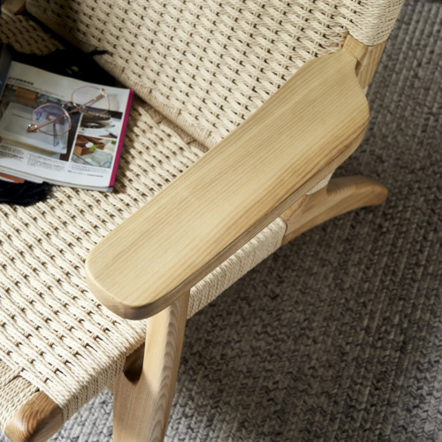 BohoBoho Verus Solid Wood & Rattan Lounge Chair with Foot Stool