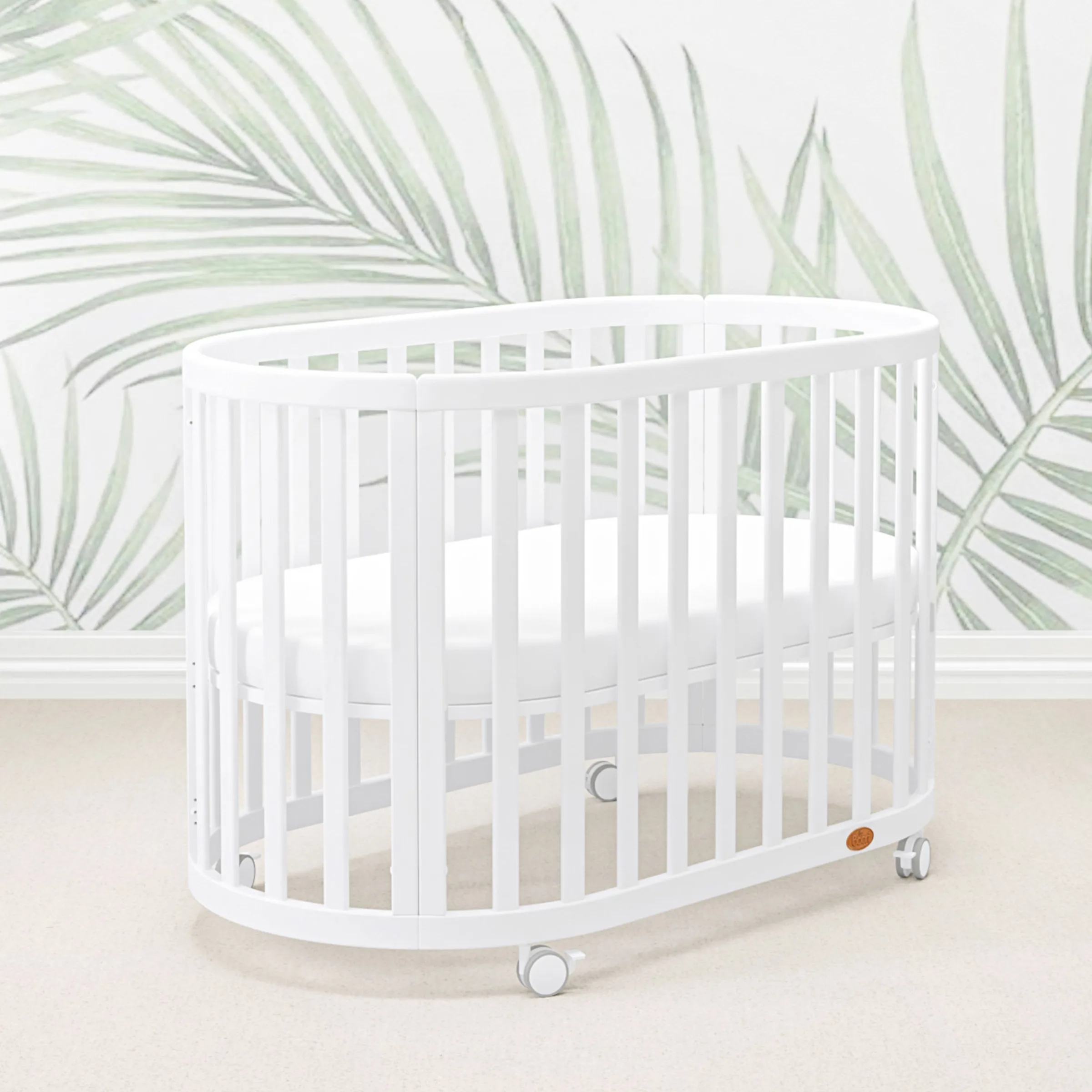 Boori Eden Kids Oval Cot V22 - Beech Wood, Barley White