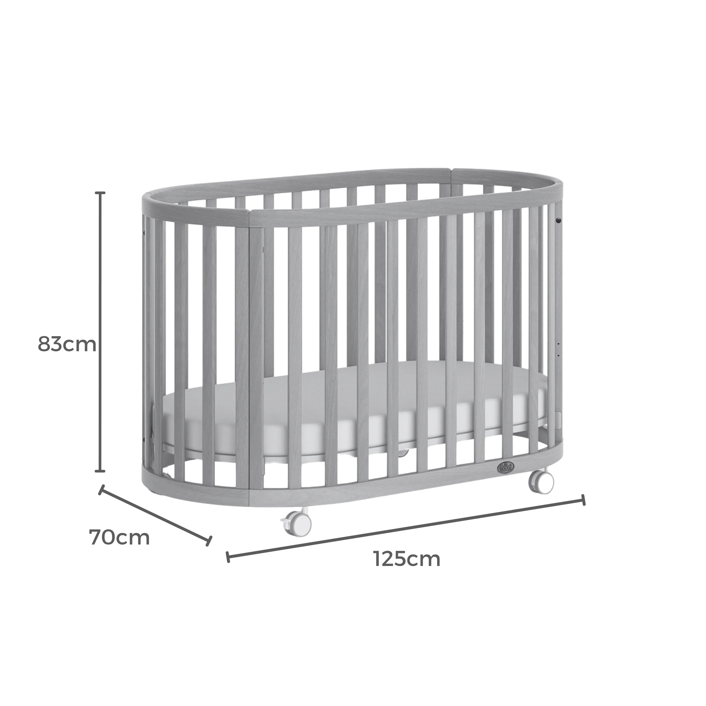 Boori Eden Kids Oval Cot V22 - Beech Wood, Barley White