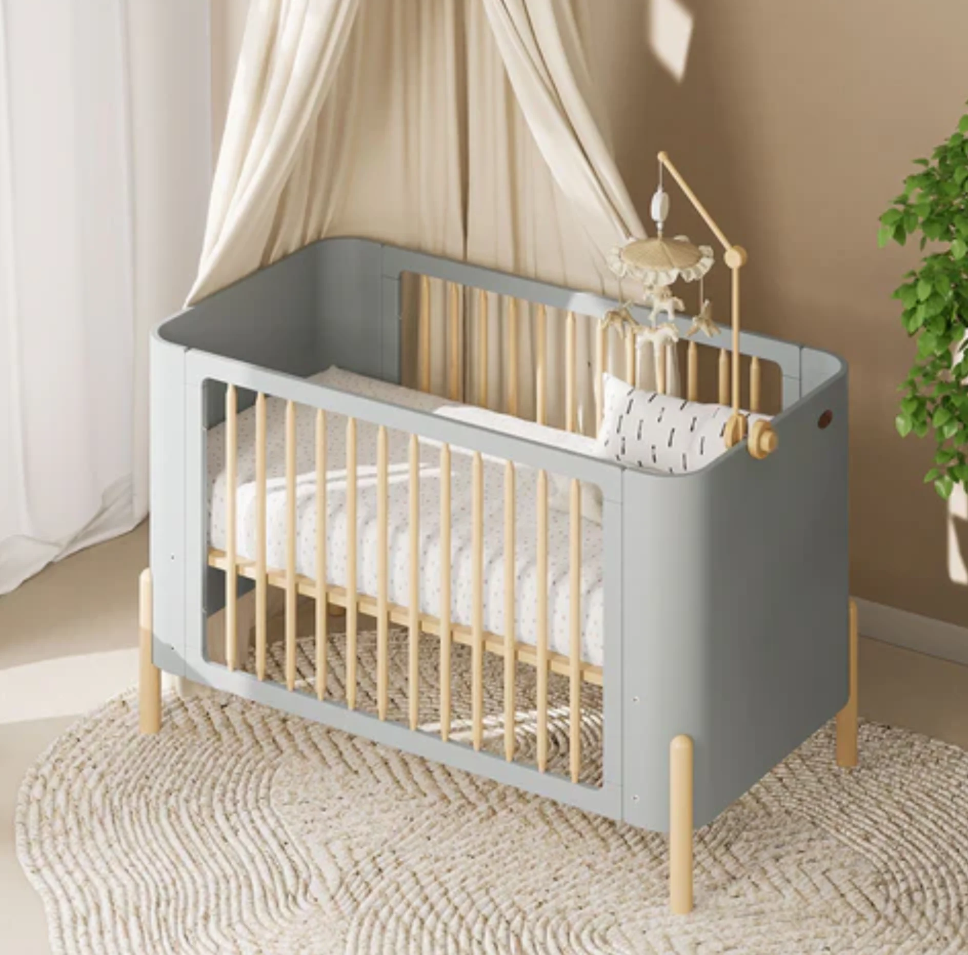 Boori Nova Kids Baby Cot, Blueberry and Beech