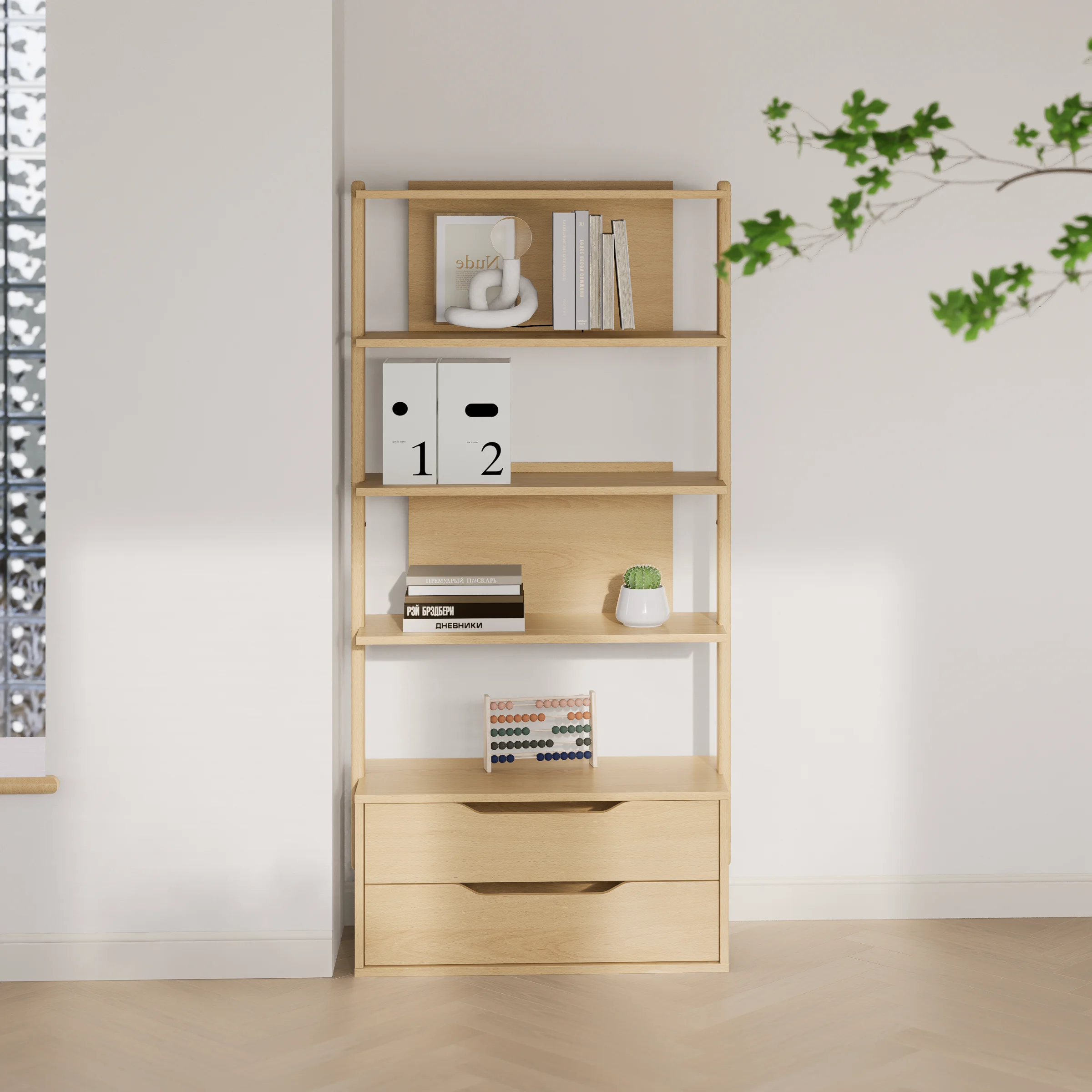 Boori Modular Kids 2 Drawer Bookshelf, Beech