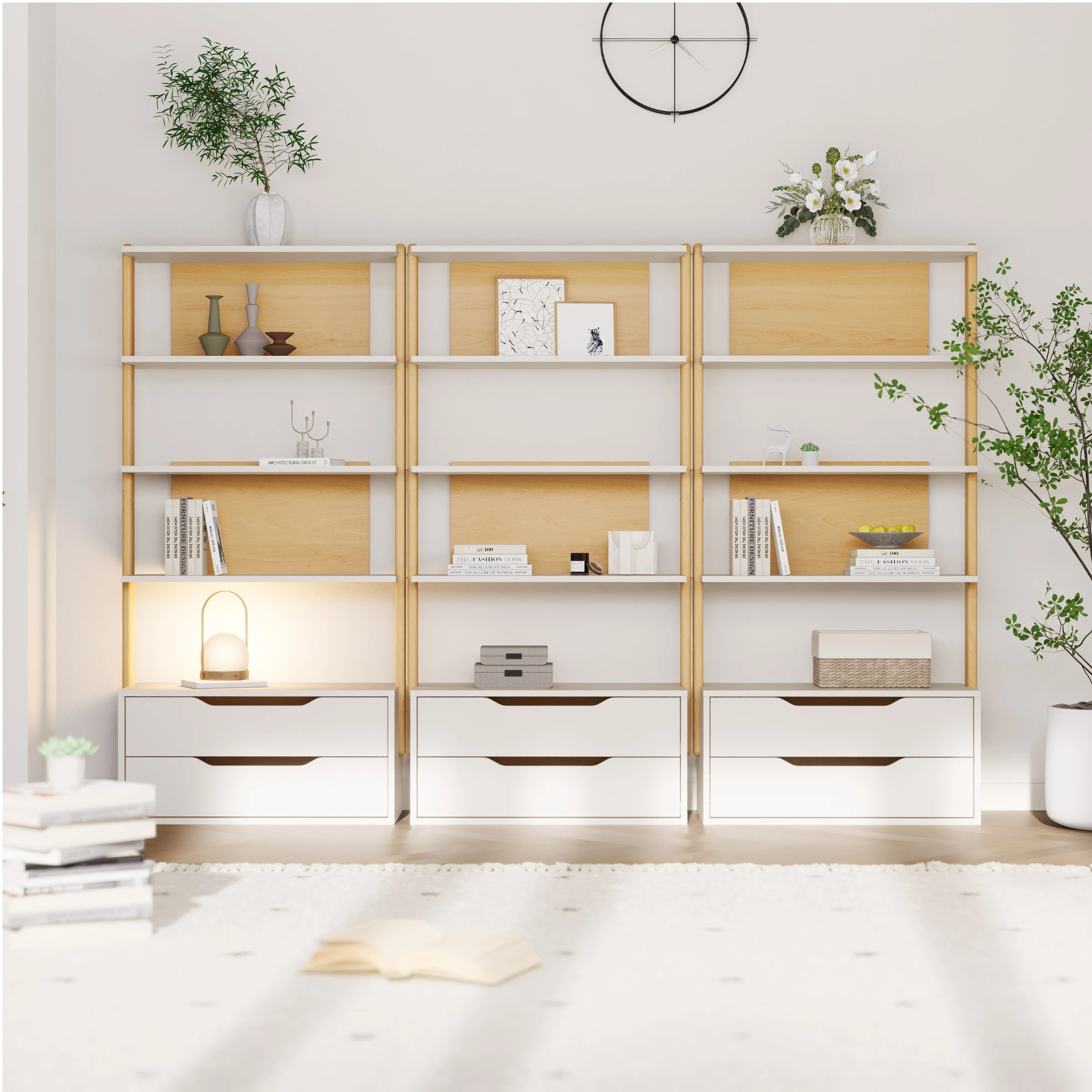 Boori Modular Kids 2 Drawer Bookshelf, Soft White and Beech
