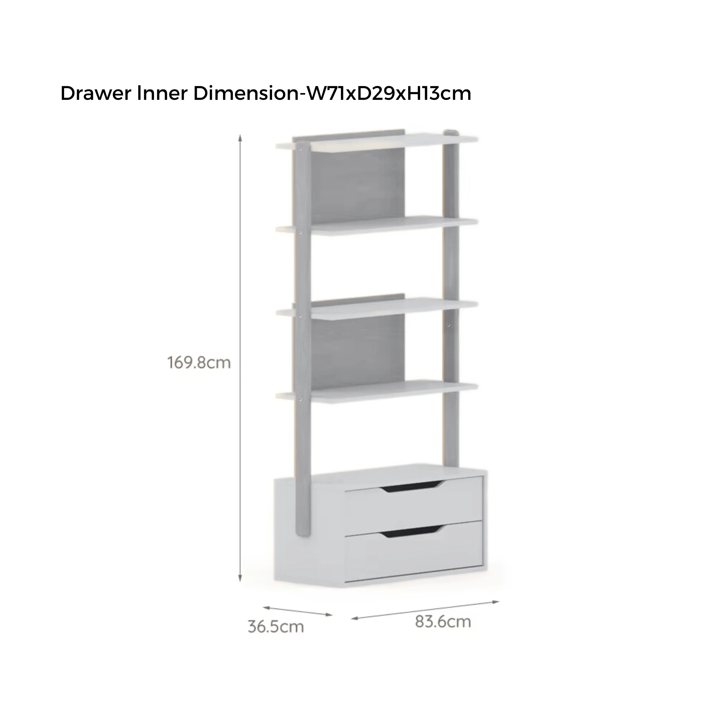 Boori Modular Kids 2 Drawer Bookshelf, Soft White and Beech