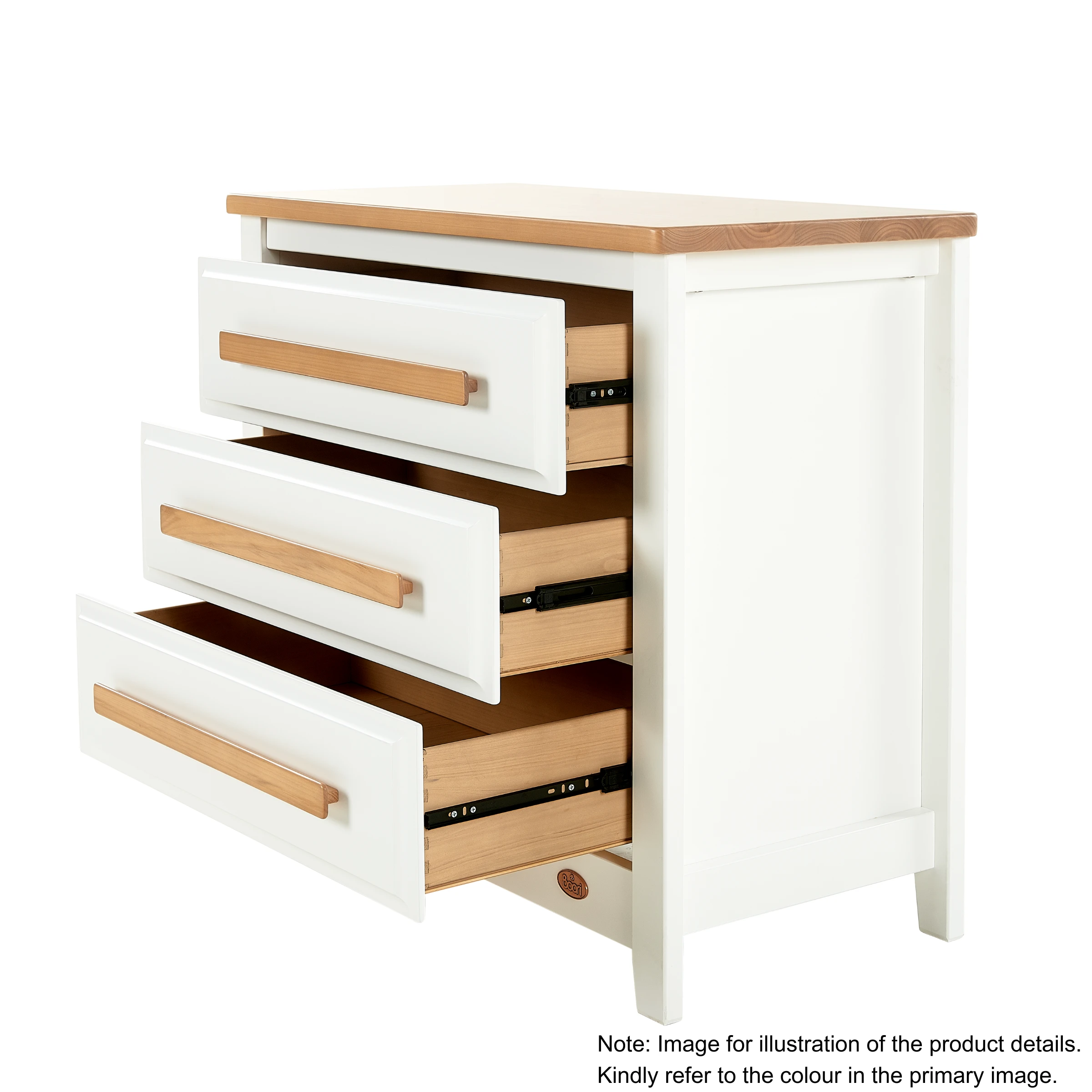 Boori Linear Kids 3 Drawer Chest Smart Assembly, Almond